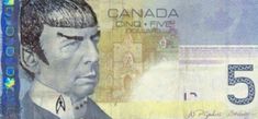 a canadian five dollar bill with a man's face on it