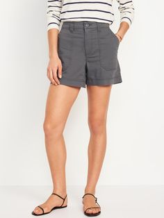 High-Waisted OGC Chino Shorts -- 5-inch inseam | Old Navy Utility High-waisted Shorts With Patch Pockets, Versatile Short-length Bottoms With Pockets, Versatile High Waist Shorts With Pockets, Mid-rise Workwear Shorts With Pockets, Utility Bottoms With Built-in Shorts For Workwear, Utility Style Bottoms For Workwear In Short Length, Utility Pants With Built-in Shorts, Versatile Short Bottoms With Pockets, Versatile Workwear Shorts With Pockets