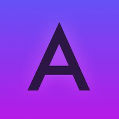 the letter a is made up of black letters on a purple and blue square background