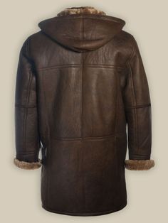 Men-Brown-Shearling-Hoodie-leather-Coat Leather Outerwear With Double-lined Hood, Hooded Leather Winter Outerwear, Hooded Leather Outerwear For Winter, Hooded Leather Jacket With Fleece Lining For Fall, Hooded Leather Jacket With Fleece Lining For Winter, Winter Sheepskin Leather Jacket With Pockets, Winter Leather Hooded Jacket With Detachable Hood, Winter Hooded Leather Jacket With Double-lined Hood, Brown Leather Hooded Winter Jacket