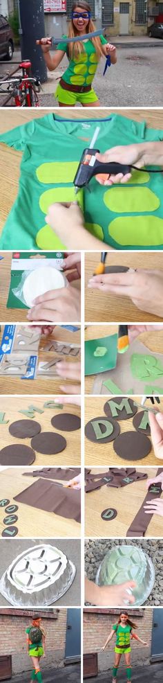 there is a collage of photos showing how to cut out paper flowers on the ground