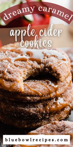 a stack of apple cider cookies sitting on top of a table