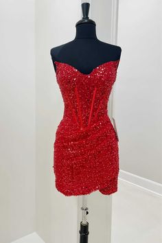 Red Sequined Sheath Mini Homecoming Dress Club Dresses Corset Homecoming Dress, Mini Homecoming Dress, Short Red Prom Dresses, Sequin Homecoming Dress, Dress 2022, Mini Homecoming Dresses, White Homecoming Dresses, Red Homecoming Dresses, Blue Homecoming Dresses