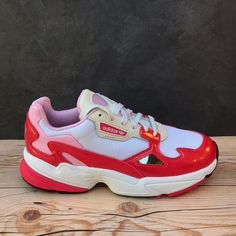 Brand New Adidas Falcon Active Red/Pink/White Women’s Size 9 2502, Cc Trendy Red Sneakers For Spring, Casual Pink Sneakers With Red Sole, Red Sneakers For Sports In Spring, Trendy Red Synthetic Sneakers, Red Leather Sneakers For Spring, Trendy Pink Adidas Sneakers, Red Cushioned Sneakers For Spring, Sporty Sneakers With Red Sole For Spring, Adidas Falcon