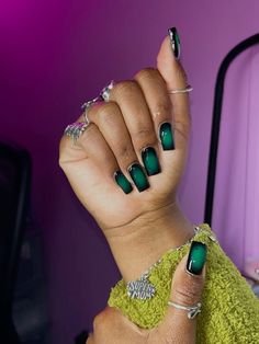 Client _jtatianna _astoldbytati on ✨IG  Nail Tech la_tajanita_nails Green And Black Nails, Types Of Nails, Green Nails, Green And Black, Black Nails, Nail Tech, Winter Nails, Short Nails, Nail Ideas