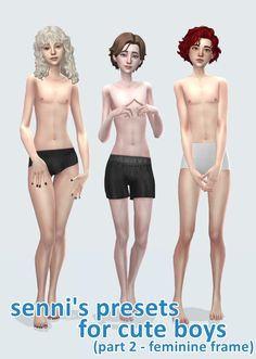 Mod The Sims - senni's presets for cute boys (part 2 - feminine frame) Zepeto Character Ideas, Zepeto Character, Alpha Cc, Sims 4 Tsr, Sims 4 Cas Mods, The Sims 4 Packs, Sims4 Clothes, Sims 4 Collections