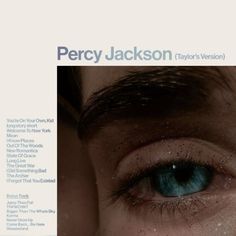 a close up of a person's eye with the words percy jackson on it