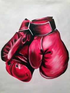 a painting of two red boxing gloves