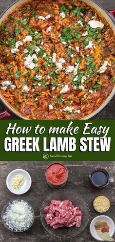 how to make easy greek lamb stew with fresh herbs and feta cheese on top