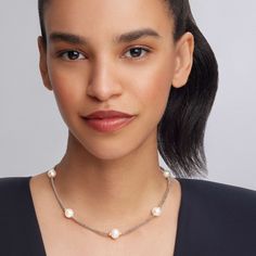 Five cultured freshwater pearl stations highlighted with 18k gold Caviar beading on a signature sterling silver Caviar beaded necklace. Lobster Clasp, Freshwater Pearls, Beading, Pearl Necklace, 18k Gold, Beaded Necklace, Sterling Silver, Beads, Silver