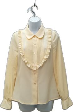 Classic Shirt With Ruffled Collar For Office, Classic Office Shirt With Ruffled Collar, Classic Ruffled Shirt For Office, Formal Ruffled Collared Shirt, Formal Shirt With Ruffled Collar For Spring, Spring Formal Shirt With Ruffled Collar, Classic Fitted Shirt With Peter Pan Collar, Formal Collared Ruffle Blouse, Formal Ruffled Collared Blouse