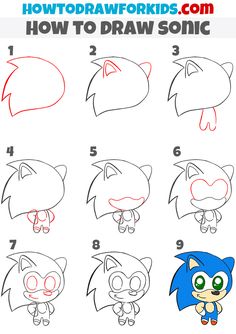 how to draw sonic the hedgehog step by step instructions for kids and beginners