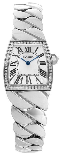 Model # WE60039G Cartier La Dona Women's Luxury Watch - With Manufacturer Serial Numbers - Swiss Made - White Dial - Roman Numeral Hour Markers - Blued-steel Sword-shaped Hands - Polished Solid 18k White Gold Bezel Set With Diamonds - Battery Operated Quartz Movement - Cartier Caliber 059 - 3 Year Warranty - Guaranteed Authentic - Certificate of Authenticity - Manufacturer Box & Manual - Polished Solid 18k White Gold Case - Polished Solid 18k White Gold Bracelet - Scratch Resistant Sapphire Crystal - 30 Meters / 100 Feet Water-Resistant - 22mm = 7/8" Case, 6" Adjustable Bracelet - Fixed Bezel - Push & Pull Crown - White Gold Deployment Buckle - Free Bracelet Sizing - Free Lifetime Battery Replacement     Also Known As Model # E60039G The Cartier La Dona WE60039G is a beautiful timepiece th Cartier Tank Americaine, Cartier Calibre, Rolex Women, Cartier Tank, Womens Watches Luxury, Authentic Watches, White Gold Bracelet, Large Man, Free Bracelet