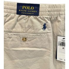 New With Tag $89.50 Mens Size Xl Polo Ralph Lauren Designer Brand Prepster Shorts 5 Inch Inseam Elastic Waist Band With Button Zip Closure Embroidered Navy Blue Pony Logo Color - Beige Classic Casual, Everyday, Summer, Spring, Classy, Prep Casual Cotton Bottoms For Big And Tall, Big And Tall Cotton Shorts, Casual Big And Tall Bottoms With Built-in Shorts, Tan Chinos, Casual Shorts Men, Seersucker Shorts, Polo Ralph Lauren Shorts, Slim Fit Chinos, Ralph Lauren Shorts