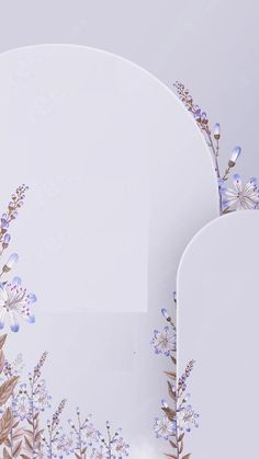 two white vases with blue flowers on them