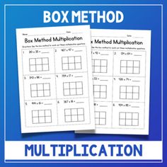 two worksheets with the box method for multiplication