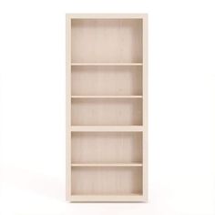 an empty bookcase on a white background