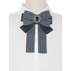 Stripes Bowtie with rhinestones, shiny and elegant! The locking brooch back pin can make you clip your bowknot quickly and easily. Nice Accessories: Match with a collar shirt, sweater, blouse, and dress to increase your elegance. Add this fancy bow brooch to make daily life more interesting. Great for daily casual, party, wedding, and office work, and also as a great gift for her. Note: 1. This brooch tie is a pre-tied ribbon bow tie with handmade rhinestones. 2. Affected by various production, Formal Bow Brooch, Formal Brooches With Satin Bow, Elegant Party Bow Tie Pins, Elegant Party Pins With Bow Tie Detail, Classic Formal Brooch With Bow, Elegant Brooches With Decorative Bow For Formal Occasions, Elegant Bow Pins As A Gift, Elegant Bow Pins For Gifts, Elegant Bow Pins As Gifts