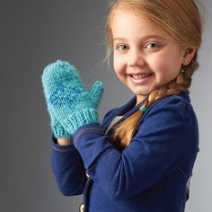 Bernat Frozen Mittens, 2/4 years | Yarnspirations Knitted Gloves Mittens, Knitted Mittens Pattern, Kids Mittens, Baby Mittens, Frozen Inspired, Crochet Mittens, Mittens Pattern, Seed Stitch, Knitting Supplies