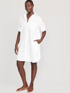 Short-Sleeve Jean Shirt Dress | Old Navy Rayon Wrap Dress, Cup Of Jo, Perfect White Tee, Button Down Shirt Dress, Short Sleeve Shirt Women, Short Sleeve Dress Shirt, White Button Down Shirt, Old Navy Shorts, White Shirt Dress