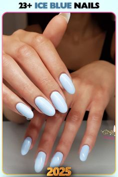 Subtle ice blue nails with a polished finish, perfect for minimalist looks. This design transitions effortlessly from work to weekend outfits.