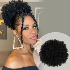 Afro Hair Bun, Afro Puff Hairstyles, Afro Bun, Thanksgiving Hairstyles, Natural Hair Ponytail, Puff Ponytail, Thanksgiving Hair, Bun Ponytail, Bun Hair Piece