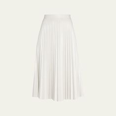 Proenza Schouler White Label vegan leather skirt finished with pleating High waist A-line silhouette Hem falls below the knee Invisible side zip Polyurethane Imported Vegan Leather Midi Skirt, Vegan Leather Skirt, Leather Midi Skirt, White Skirt, White Label, Proenza Schouler, White Skirts, Side Zip, The Knee