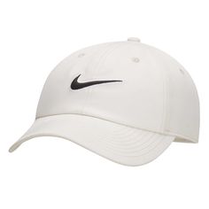 Welcome to the Lifestyle Club, where this Nike hat meets your love for simplicity. Its classic design featuring an embroidered Nike Swoosh makes this cap suitable for a variety of looks. The unstructured panels and adjustable closure offer a customizable fit that alters to your liking. Lifestyle Club, Nike Cap, Best Caps, Nike Hat, White Caps, Nike Fashion, Twill Fabric, Jordan Retro, Casual Look