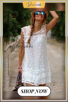 Fashion Summer Dress Sexy Women Casual Sleeveless Beach Short Dress Tassel Solid White Mini Lace Dress Plus Size Sleeveless Mini Dress With Lace Trim For Summer, Summer Sleeveless Dress With Lace Trim, White Bohemian Sleeveless Dress For Beach Season, Sleeveless Dresses With Tassels For Beach Season, Casual Beach Dress With Fringe, Chic Sleeveless Dress With Lace Trim For Summer, Summer Lace Trim Mini Dress For Beach, Summer Sleeveless Lace Dress With Lace Trim, Sleeveless Tassel Dress For Beach Season