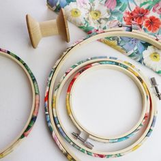 Meadow Melody Liberty Tana Lawn Fabric Covered Embroidery Hoops - StitchKits Crafts Wooden Embroidery, Embroidery Hoop Wall, Embroidery Hoop Wall Art, Embroidery Wall Art, Wooden Embroidery Hoops, Textile Projects, Liberty Tana Lawn, Liberty Of London Fabric, Lawn Fabric