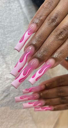 Long Acrylic Nail Designs, Drip Nails, Pink Nail, Pink Acrylic Nails, Square Acrylic Nails, Fire Nails, Coffin Nails Designs, Best Acrylic Nails