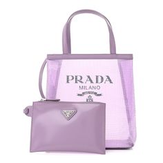 Authentic Prada Light Purple Sequin & Mesh Tote With Pouch Pre-Owned In Excellent Condition. Includes Dustbag And Removable Pouch. Measurements: Base Length: 8 In Height: 8.75 In Width: 3.25 In Drop: 4.25 In Purple Prada Handbag, Prada Nylon, Small Tote Bag, Purple Leather, Small Tote, Open Top, Prada Bag, Leather Top, Light Purple