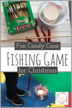 the fun candy cane fishing game for christmas is an easy way to teach kids how to fish