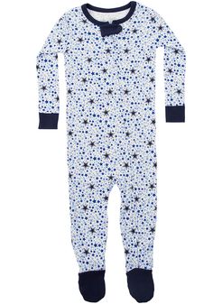 Dallas Cowboys Baby Navy Blue Dobbin Loungewear One Piece Pajamas - Image 1 Casual Cotton Footie For Bedtime, Blue Winter Onesie For Sleep, Casual Cotton Footie For Sleep, Blue Winter Sleep Onesie, Long Sleeve Sleepwear With Star Print For Bedtime, Long Sleeve Sleepwear With Star Print, Long Sleeve Star Print Sleepwear, Blue Onesie For Winter Sleepover, Blue Winter Onesie For Sleepover