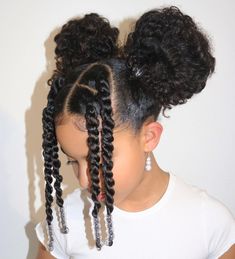 7. Double Up Bun And Frontal Two Strand Twists With Beads: A stylish updo! The double bun and frontal twists combo is elegant. Beads at the ends add a touch of glamor. You can wear this for 2-4 weeks, depending on how well you maintain it. Ensure you do not lose any of the beads until it is taken off. Combed Back Hair, Pinterest Hairstyles, New Year Look, Styles Women