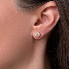 Each Stud Muffin features a 1 carat SCS certified Lab Grown Diamond and SCS certified 14K gold. Total carat weight for the pair is 2 carats. WEND's take on diamond stud earrings are modern, yet timelessly classic. Our gold is certified recycled 14K, and the settings are handmade in our West Seattle Jewelry studio. We love these snug, yet comfortable silicone/14K gold backs. They hold tight, keep the earring upright and not droopy, and they won't hurt your ears. Once you order, we will start maki Classic Round Cut Cluster Earrings For Anniversary, Classic Round Cut Cluster Earrings For Gift, Classic Round Cut Cluster Earrings As Gift, Classic Yellow Gold Cluster Earrings Round Cut, Classic Yellow Gold Cluster Earrings, Timeless Cluster Earrings With Brilliant Cut Cubic Zirconia, Classic Round Cut Cluster Earrings, Everyday White Gold Brilliant Cut Diamond Earrings, Classic Cluster Earrings With Prong Setting