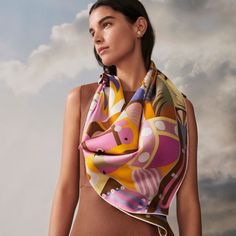 Silk that is not so square | Hermès | Hermès UK Hermes 2023, How To Wear A Scarf, How To Wear Scarves, Scarf Design