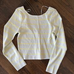 Striped Cute Shirt. Never Worn But No Tags. Spring Striped Crop Top, Striped Crop Top For Spring, Fitted Striped Top For Day Out, Zara Stretch Casual Blouse, Trendy Striped Zara Tops, Spring Striped Stretch Crop Top, Zara Long Sleeve Crop Top For Spring, Trendy Striped Tops For Brunch, Yellow Long Sleeve Crop Top For Spring