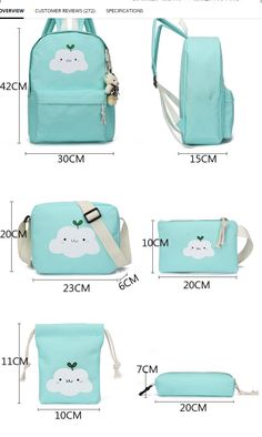 Casual 5 Pieces Set Kawaii Fashion School Bags Backpacks sold by KoKo Fashion on Storenvy Green Kawaii Backpack, Kawaii School Bag With Zipper Closure, Kawaii School Bags With Zipper Closure, White Harajuku Nylon Bags, Cute Green Bags For Back To School, White Kawaii Nylon Bag, Cute Nylon Standard Backpack, Kawaii Nylon Travel Bag, Kawaii Green Shoulder Bag For Daily Use