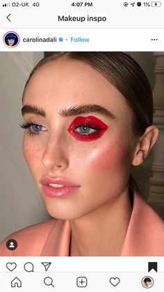 Surrealism Makeup Ideas, Red Editorial Makeup, Fashion Editorial Makeup, Makeup Challenges, Valentines Makeup, Unique Makeup