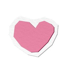 a pink heart shaped piece of paper on a white background with the corner cut out