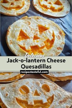 jack - o'lantern cheese quesadillas with pumpkin faces on top and bottom