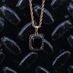 Micro Aura Onyx Pendant Necklace Gold Chain | Gold Gods® Emerald Necklace Pendant, Black Diamond Necklace, Onyx Pendant, Trending Necklaces, Pendant Necklace Gold, Onyx Necklace, Emerald Pendant, Yellow Gold Chain, Onyx Stone