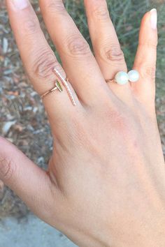 Open Pearl Ring Bridal Ring 14K Solid Gold Fresh Pearl Ring | Etsy Morganite Solitaire Ring, Gold Signet Ring, Diamond Necklaces, Bar Bracelets, Solid Gold Rings