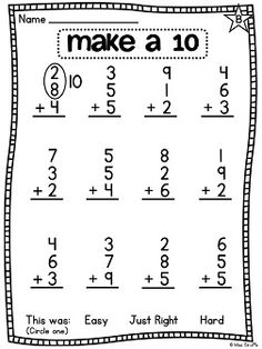 a printable worksheet for addition to make a 10