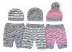 Baby Basics - Pants, Overalls & Beanie Pattern by Deborah O'Leary Patterns #easycrochet #crochet #baby #patterns #beanie #newborn #deboraholearypatterns Beanie Pattern Crochet, Crochet Baby Pants, Baby Pants Pattern, Crochet Baby Blanket Beginner, Pants Overalls, Crochet Baby Beanie, Baby Basics, Crochet Simple, Crochet Gloves