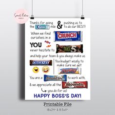 a poster with the words happy boss's day on it