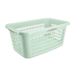 a white plastic basket on a white background