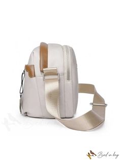 BirdinBag - Nylon Crossbody Bag with Stylish Letter Embellishments for Women White Nylon Shoulder Bag With Detachable Strap, Beige Nylon Shoulder Bag With Adjustable Strap, Beige Nylon Backpack Shoulder Bag, Beige Nylon Crossbody Shoulder Bag, Beige Nylon Crossbody Bag, Girls Messenger Bag, Winter Activewear, Table Layout, Nylon Crossbody Bag