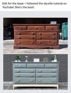 an old dresser is transformed into a new piece of furniture